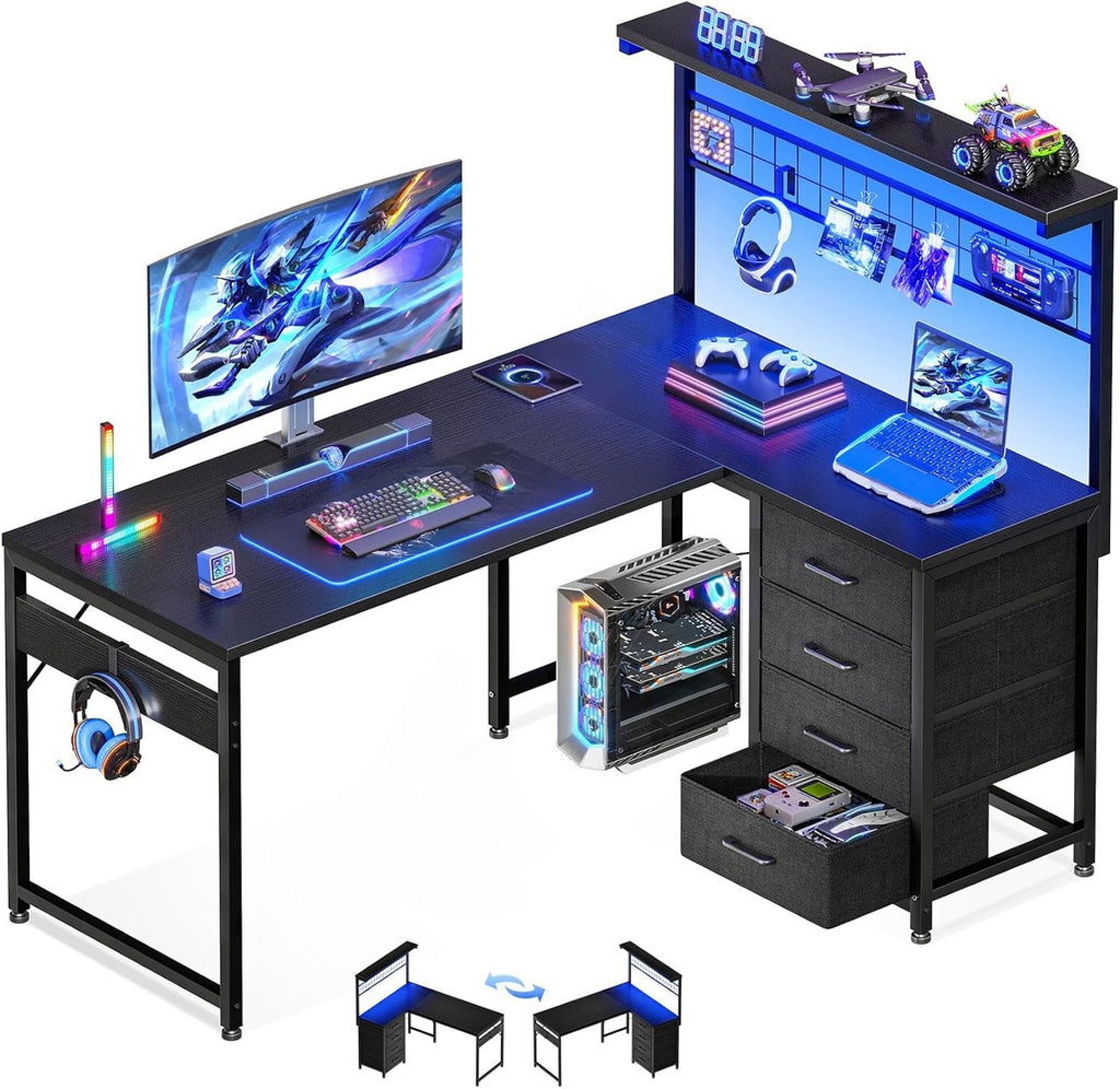 Forty Three Inch L Shaped Executive Gaming Desk Black-0