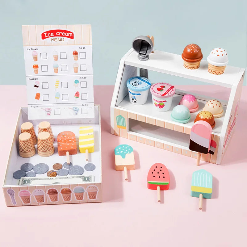 Montessori Wooden Ice Cream shop Playset-6