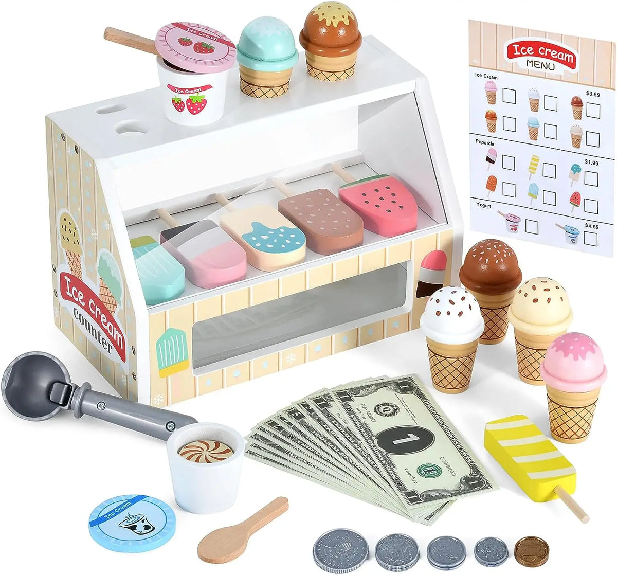 Montessori Wooden Ice Cream shop Playset-0