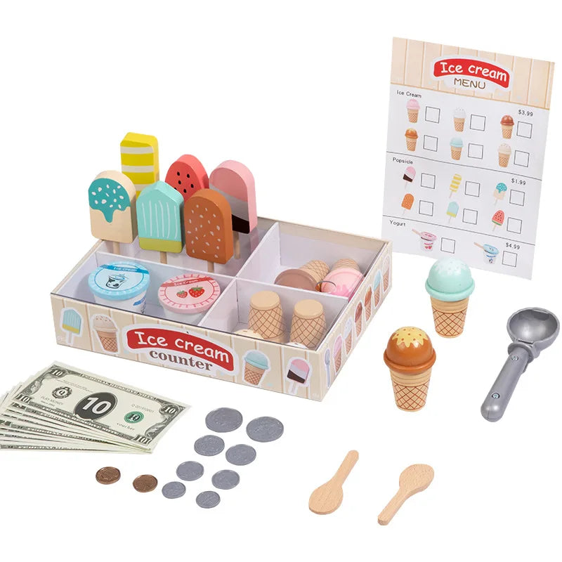 Montessori Wooden Ice Cream shop Playset-7