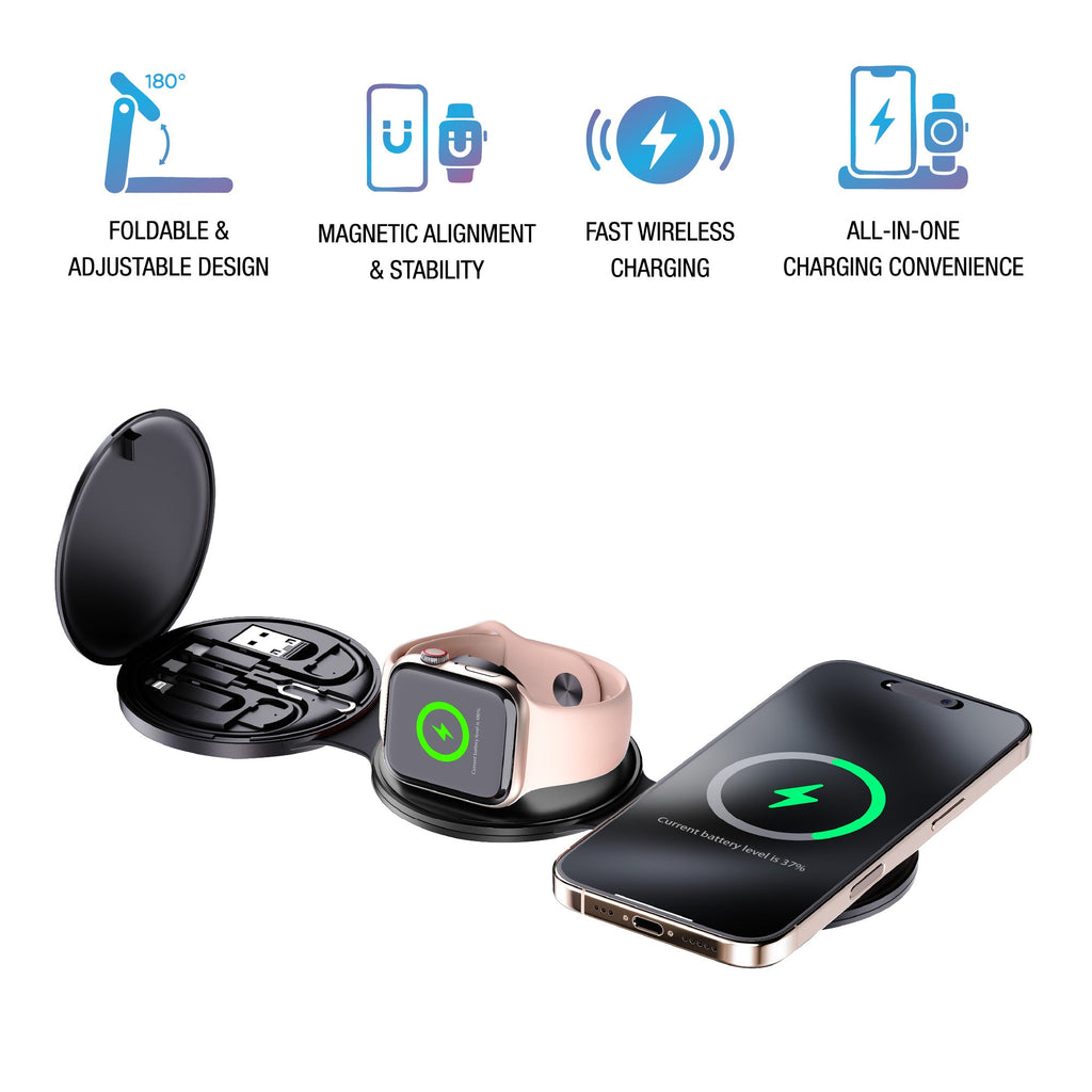 Complete Wireless Charging & Comfort Bundle – Sip & Charge 2-in-1 Mug Warmer + 5-in-1 Folding Charging Station-2